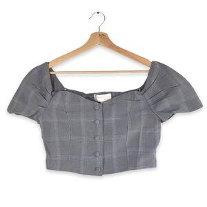 Sensemill Plaid Off-Shoulder Crop Top Size Large  NWT